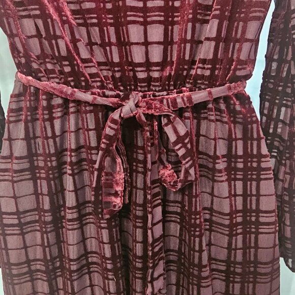 LC Lauren Conrad Burgundy Purple Velour Goth Boho Dress Sheer Fairy S - Picture 10 of 15